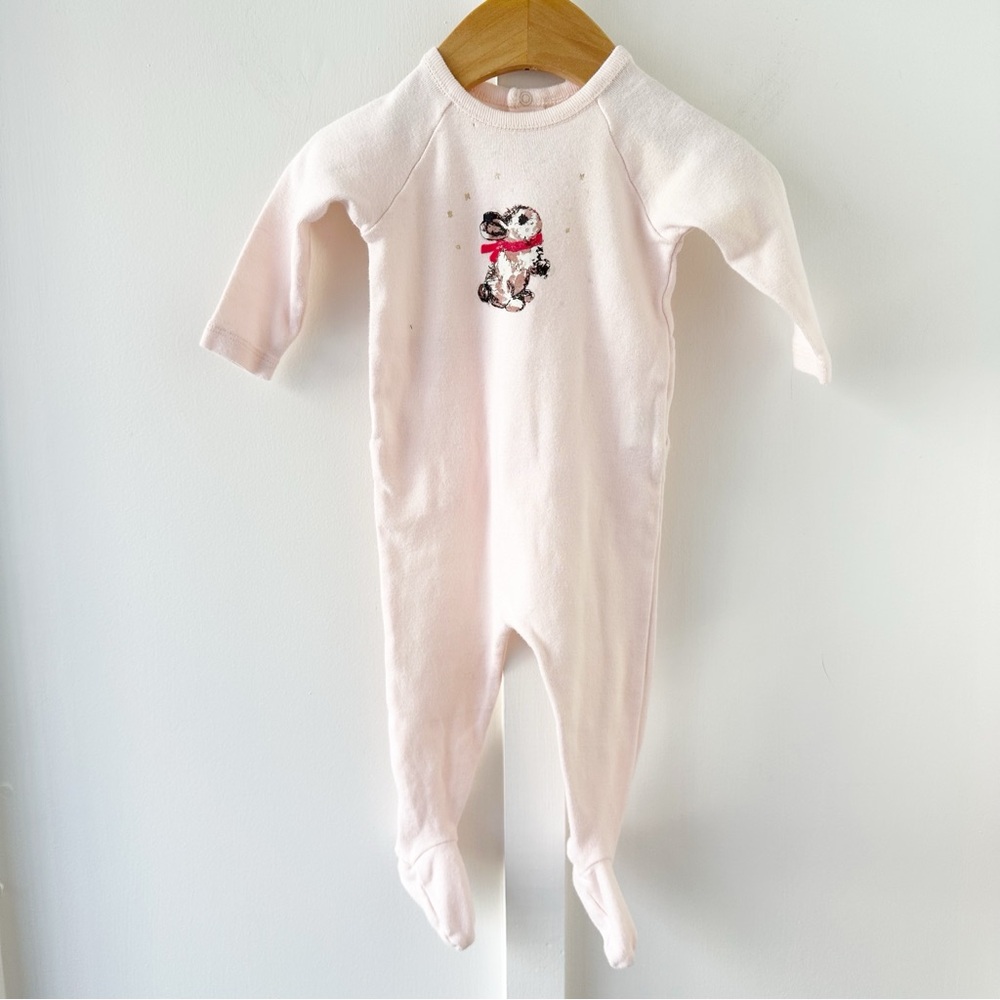 BONPOINT pink bunny footie